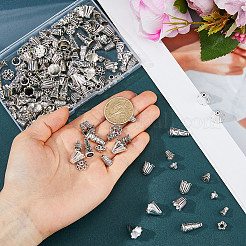 200Pcs 10 Styles Tibetan Style Alloy Bead Cone&nbsp;FIND-FH0017-49