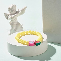 Handmade Polymer Clay Fruit Stretch Bracelet with Round Beads for Kids&nbsp;BJEW-JB07583