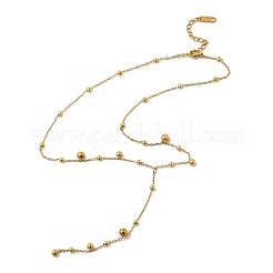304 Stainless Steel Round Ball Link Chain Y Necklaces for Women&nbsp;NJEW-A059-03G