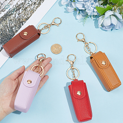 4Pcs 4 Colors Rectangle PU Leather Lipstick Holder Keychains&nbsp;KEYC-CL0001-63A