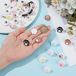 40Pcs 8 Colors Resin Paw Print Drawing Pins&nbsp;AJEW-DR00037