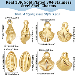 20Pcs 4 Styles 304 Stainless Steel Pendants&nbsp;STAS-BBC0007-06