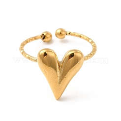 Ion Plating(IP) 304 Stainless Steel Heart Open Cuff Ring for Women&nbsp;RJEW-E066-09G