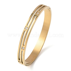 304 Stainless Steel Micro Pave Clear Cubic Zirconia Bangles for Women&nbsp;BJEW-B161-03G