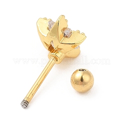 Brass Micro Pave Clear Cubic Zirconia Stud Earrings&nbsp;EJEW-L265-09G