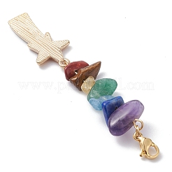 Rainbow Alloy Enamel Charms & Chakra Gemstone Chips Beaded Pendant Decoration&nbsp;HJEW-JM01206