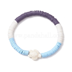 2Pcs Flat Round Handmade Polymer Clay Heishi Beaded Stretch Bracelets&nbsp;BJEW-JB11802