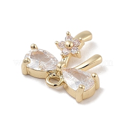 Brass Pave Clear Cubic Zirconia Charms&nbsp;KK-Z061-17G