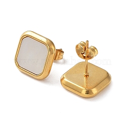 6 Pair 2 Color Square Natural Shell Stud Earrings&nbsp;EJEW-A024-01