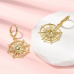 Sun Brass Hoop Earrings&nbsp;EJEW-H180-30C-G