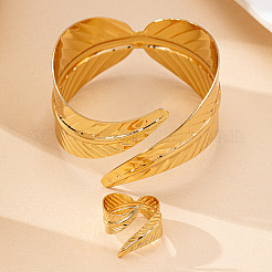 Leaf Alloy Cuff Bangle & Cuff Ring Sets&nbsp;FS-WG9A994-01