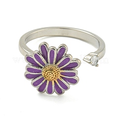 Daisy Enamel Rotatable Cuff Rings for Women&nbsp;RJEW-M016-05P