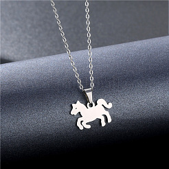 Horse Stainless Steel Pendant Necklaces&nbsp;PW-WG456C5-01