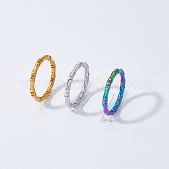 12Pcs 6 Style 304 Stainless Steel Bamboo Sticker Finger Ring for Women&nbsp;RJEW-DC0001-14