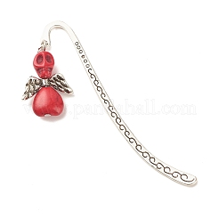 Skull with Wing Dyed Synthetic Turquoise Bookmarks&nbsp;AJEW-JK00180