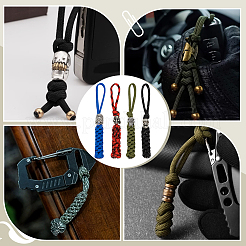 4Pcs Polyester & Spandex Cord Ropes Keychain Carabiner&nbsp;HJEW-UN00082