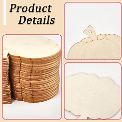 24Pcs Unfinshed Wood Pendants and Hemp Rope&nbsp;FIND-WH20020-26C