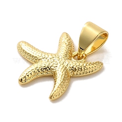 Starfish Rack Plating Brass Charms&nbsp;KK-U027-36G