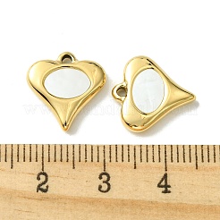 Ion Plating(IP) 304 Stainless Steel Pave Shell Heart Charms&nbsp;FIND-Z028-23G