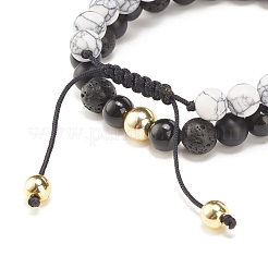 2Pcs 2 Style Cubic Zirconia Braided Bead Bracelet&nbsp;BJEW-JB08050-02