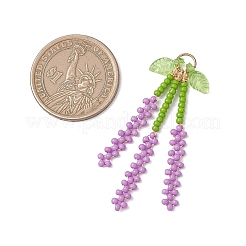 Glass Seed Beaded Lavender Pendants&nbsp;PALLOY-MZ01198