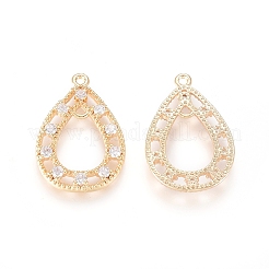 Brass Micro Pave Clear Cubic Zirconia Links connectors&nbsp;KK-I667-01G
