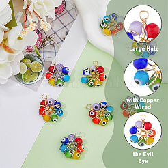 8Pcs 2 Style 7 Chakra Handmade Evil Eye Lampwork Pendants&nbsp;FIND-FH0007-74