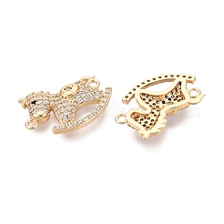 Brass Micro Pave Clear and Black Cubic Zirconia Connector Charms&nbsp;KK-N288-14G
