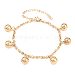304 Stainless Steel Round Beaded Charm Bracelets&nbsp;BJEW-B171-05G