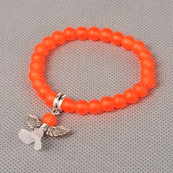 Stretchy Frosted Glass Beads Kids Charm Bracelets for Children's Day&nbsp;BJEW-JB01769