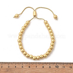 Rack Plating Brass Round Beaded Slider Bracelet for Women&nbsp;BJEW-B066-01A-02