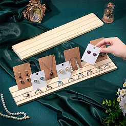 3-Slot Wood Earring Display Cards Stands&nbsp;ODIS-WH0070-01