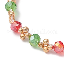 Christmas Handmade Glass Seed & Glass Braided Bead Bracelet&nbsp;BJEW-MZ00249-01