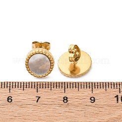 304 Stainless Steel Natural White Shell Stud Earrings&nbsp;EJEW-Z103-02G-02