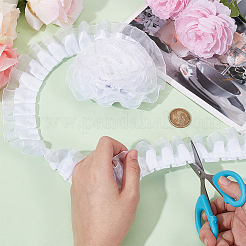 Polyester Double Layer Pleated Lace Ribbon&nbsp;OCOR-WH0097-43B