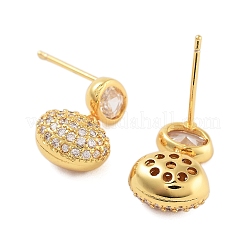 Rack Plating Oval Brass Stud Earrings&nbsp;EJEW-N055-46G-RS
