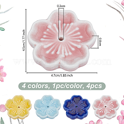 4Pcs 4 Colors Porcelain Sakura Incense Holder Display Decorations&nbsp;DJEW-OC0001-51