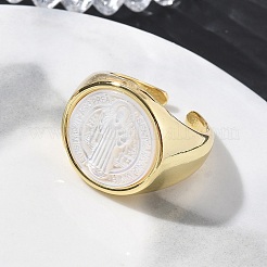 Brass & White Shell Cuff Open Rings&nbsp;KK-CBA56EF-42A-G