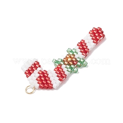 5Pcs 5 Styles Christmas Themed Glass Seed Beaded Pendants&nbsp;PALLOY-MZ00868
