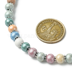 Children's Day Gift Dyed Drum Wood Beaded Kids Necklaces & Stretch Bracelets Jewelry Sets&nbsp;SJEW-JS00859