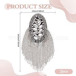 2Pcs Punk Style Oval Iron & Crystal Rhinestone & Felt Tassel Epaulettes&nbsp;AJEW-ME0001-51