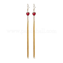 Glass and Brass Boston Link Chains Dangle Earrings&nbsp;EJEW-JE06096