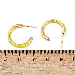 C-Shaped Brass Enamel Stud Earrings&nbsp;EJEW-S277-11G