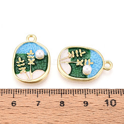 Rack Plating Alloy Enamel Pendants&nbsp;ENAM-N066-08KCG