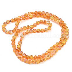 Full Rainbow Plated Electroplate Transparent Glass Beads Strands&nbsp;EGLA-G037-01A-FR03