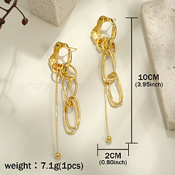 Irregular Hammered Brass Oval Link Chain Long Stud Dangle Earrings for Women&nbsp;WGF9790-01