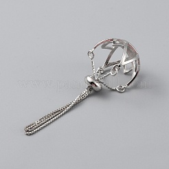 Anti-Tarnish Sterling Silver Flower Pendant Blank for Irregular Gemstone Cabochon Pendant Settings&nbsp;FIND-WH0417-59P