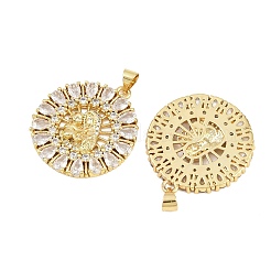 Brass Micro Pave Cubic Zirconia Pendants&nbsp;KK-D005-08G