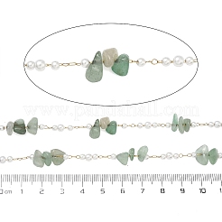 Handmade Natural Green Aventurine & ABS Imitation Beaded Chains&nbsp;CHS-F025-01G