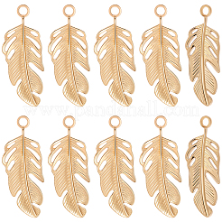 10Pcs 304 Stainless Steel Feather Pendants&nbsp;STAS-BBC0009-98